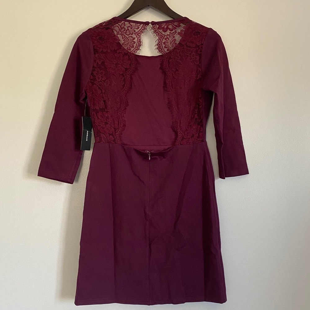 𝅺NWT LULUS Love Language Plum Lace Backless Dress M - Picture 7 of 11